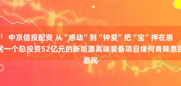 中京信投配资 从“感动”到“钟爱”把“宝”押在惠民一个总投资52亿元的新能源高端装备项目缘何青睐惠民
