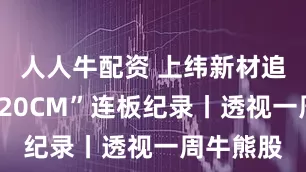 人人牛配资 上纬新材追平A股“20CM”连板纪录丨透视一周牛熊股