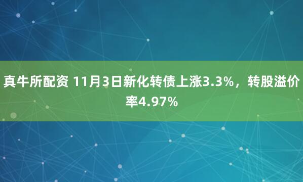真牛所配资 11月3日新化转债上涨3.3%，转股溢价率4.97%